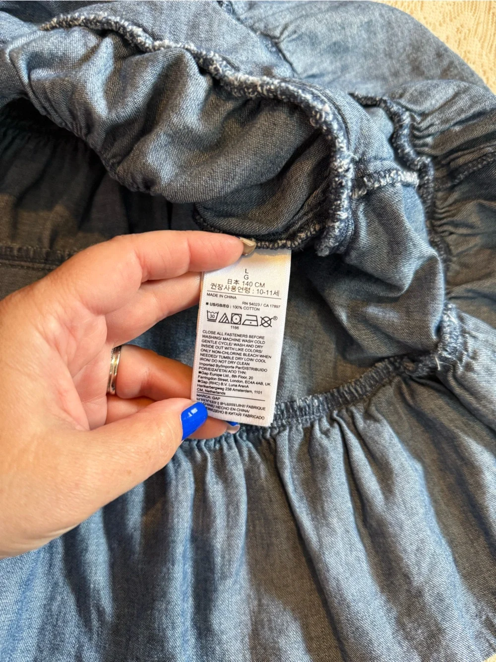 GAP X LoveShackFancy girls denim ruffle skirt - Picture 5 of 7